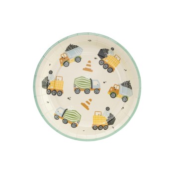 Partydeco Teller Baufahrzeuge, 18x18cm, 6 Stück Partydeco Teller Baufahrzeuge, 18x18cm, 6 Stück
