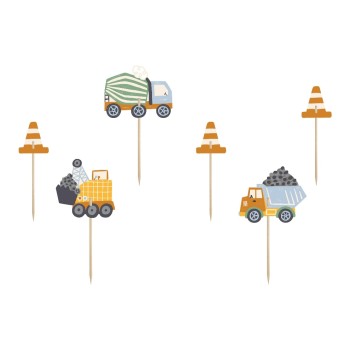 Partydeco Topper pour gâteau Véhicules de chantier 1 Pièce/s, Multicolore