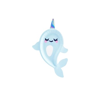 Partydeco Teller Narwal, 18.5x29cm, 6 Stück