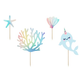 Partydeco Topper pour gâteau Narval 1 Pièce/s, Multicolore