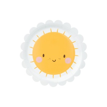 Partydeco Teller Sonne, 18 cm, 6 Stück