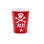 Partydeco Gobelets jetables Pirates 220 ml, 6 Pièce/s, Rouge
