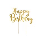 Partydeco Topper pour gâteau Happy Birthday 1 Pièce/s, Doré