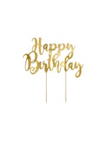 Partydeco Topper pour gâteau Happy Birthday 1 Pièce/s, Doré