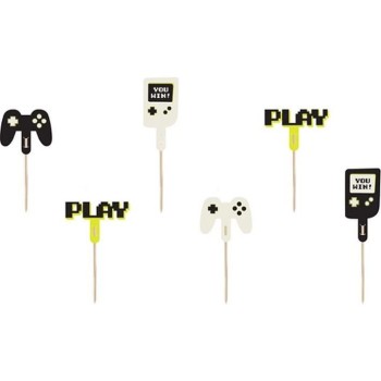 Partydeco Topper pour gâteau Jeu mix, 6-10.5 cm, 6 pièces