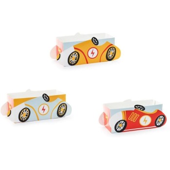Partydeco Snackboxen Auto, mix, 7.5 x 7.5 x 17 cm, 3 Stk