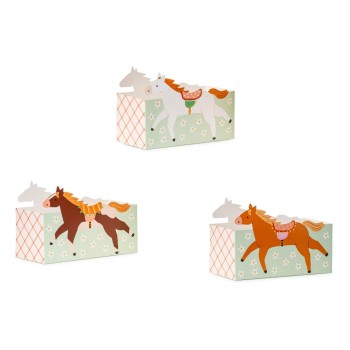 Partydeco Snackboxen Pferd, 17 x 11 x 7.5 cm, 3 Stk