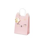 Partydeco Sachet cadeau chat, 1 Pièce/s, Rose pâle