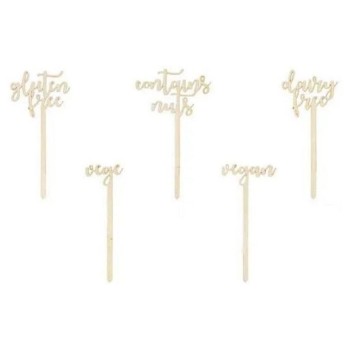 Partydeco Topper pour gâteau les intolérances, 5 pièces, or
