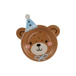 Partydeco Assiettes jetables Tête d'ours en peluche brun, 21 x 23 cm, 6 pièces