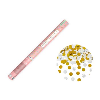 Partydeco Konfettikanone Kreise, gold/silver, 60 cm