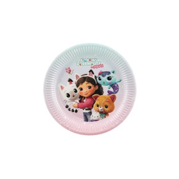 Partydeco Teller Gabbys Dollhouse, blau/rosa, 23 cm, 6 Stück, Pappe Partydeco Teller Gabbys Dollhouse, blau/rosa, 23 cm, 6 Stück, Pappe
