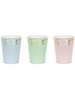 Partydeco Becher Schleifen, pastellfarben, 220 ml, 6 Stück