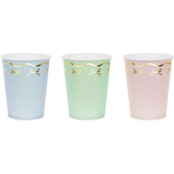 Partydeco Gobelets jetables Ponçage Couleurs pastel, 220 ml, 6 pièces Partydeco Gobelets jetables Ponçage Couleurs pastel, 220 ml, 6 pièces