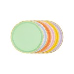 Partydeco Assiettes jetables Uni avec bord doré Multicolore, 21 cm, 6 pièces