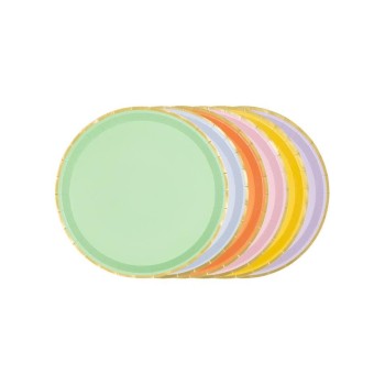 Partydeco Teller Uni mit goldrand, Farbig, 21 cm, 6 Stück Partydeco Teller Uni mit goldrand, Farbig, 21 cm, 6 Stück