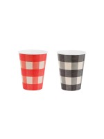 Partydeco Becher Grill kariert, red-black , 400 ml, 6 Stück