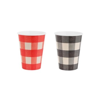 Partydeco Becher Grill kariert, red-black , 400 ml, 6 Stück Partydeco Becher Grill kariert, red-black , 400 ml, 6 Stück