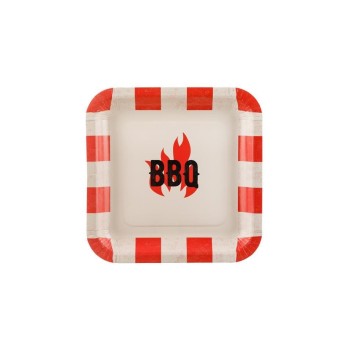 Partydeco Assiettes jetables Grill BBQ à carreaux 6 Pièce/s Partydeco Assiettes jetables Grill BBQ à carreaux 6 Pièce/s