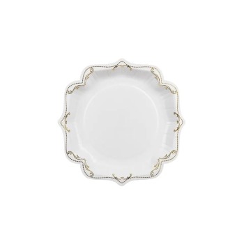 Partydeco Assiettes jetables avec motif décoratif blanc/doré, 26 cm, 6 pièces Partydeco Assiettes jetables avec motif décoratif blanc/doré, 26 cm, 6 pièces