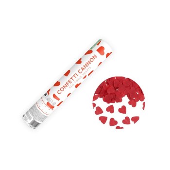 Partydeco Konfettikanone Herzen, rot, 28 cm