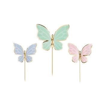 Partydeco Caketopper Schmetterlinge, farbig, 9 x 6.5 cm, 9 Stk