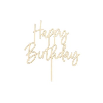 Partydeco Caketopper Happy Birthday, Holz 15 x 16.5 cm