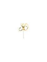 Partydeco Caketopper Zahl 30, Karton mit Holzspiess Gold