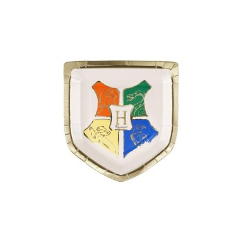 Partydeco Teller HP Hogwarts Wappen, gold, farbig, 26x18 cm, 6 Stück Partydeco Teller HP Hogwarts Wappen, gold, farbig, 26x18 cm, 6 Stück