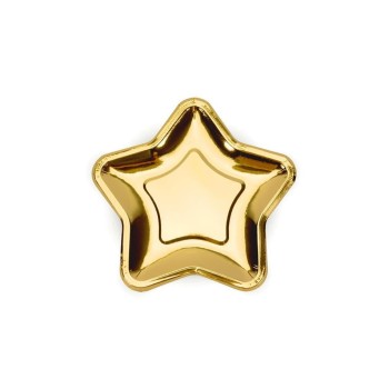 Partydeco Teller Stern, 18 cm Gold 6 Stück Partydeco Teller Stern, 18 cm Gold 6 Stück