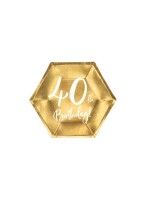 Partydeco Teller 40th Birthday, Gold 20 cm