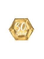 Partydeco Teller 30th Birthday, Papier Gold 20 x 17 cm