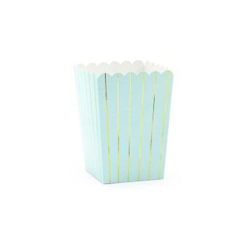 Partydeco Popcorn-Boxen Goldstreifen, Papier, Hellblue, 7 x 7 x 12.5 cm Partydeco Popcorn-Boxen Goldstreifen, Papier, Hellblue, 7 x 7 x 12.5 cm