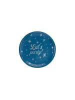 Partydeco Teller Let's party!, 23 cm Marineblue