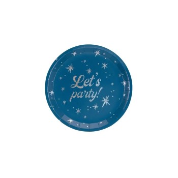 Partydeco Assiette « Let's party ! » 23 cm, bleu marine Partydeco Assiette « Let's party ! » 23 cm, bleu marine
