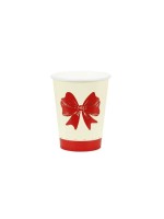 Partydeco Becher Schleife, 250 ml red-beige