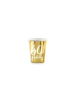 Partydeco Becher 60th Birthday, Pappe, Gold, 220 ml
