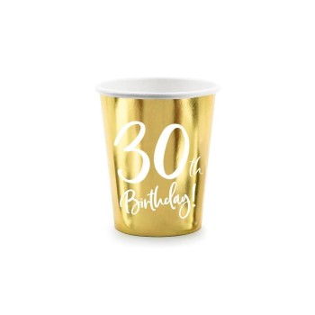 Partydeco Becher 30th Birthday, Gold 220 ml Partydeco Becher 30th Birthday, Gold 220 ml