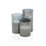 Pauleen Set de bougies LED Classe Smokey, Ø7.5cm, Anthracite/blanc, 3 pces