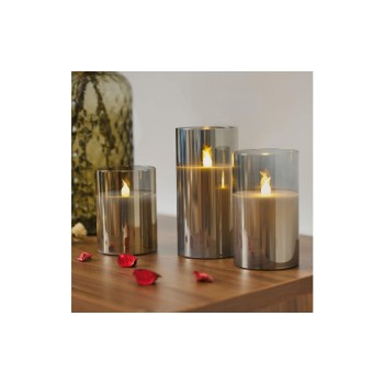 PAULEEN Classy Smokey Wachskerze 3er Set, Batterie, Anthrazit, white, 2400K PAULEEN Classy Smokey Wachskerze 3er Set, Batterie, Anthrazit, white, 2400K