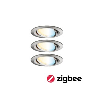 Paulmann EBL Set Nova Plus Zigbee Coin, 3x6W TW 230V 51mm Eisen geb.