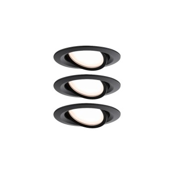 Paulmann Set Nova Plus rund sz matt/Alu, dim 3x6W 2700K 51mm 230V
