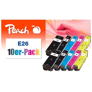 Peach Ink Epson No 26 Multi-10-Pack, 2x7,6 8x6,2ml 2x bk, pbk, c, m, y Peach Ink Epson No 26 Multi-10-Pack, 2x7,6 8x6,2ml 2x bk, pbk, c, m, y