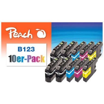 Peach Brother LC-123, Multi 10-Packk, 4x bk je 2x c/m/y, 4x19 ml, 6x8.1 ml Peach Brother LC-123, Multi 10-Packk, 4x bk je 2x c/m/y, 4x19 ml, 6x8.1 ml