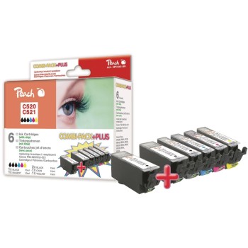 Peach Ink Canon Combi Pack Plus m. Chip, XL-Füllung CLI-521, 3xPGI-520 Peach Ink Canon Combi Pack Plus m. Chip, XL-Füllung CLI-521, 3xPGI-520