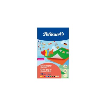 Pelikan Glanzpapier gummiert, 10 Blatt, farbig assortiert