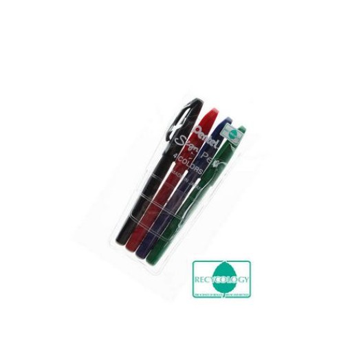 pentel Feutres de coloriage 4er 2 mm, Bleu/Vert/Rouge/Noir