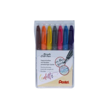 Pentel Brush Sign Pen, Faserschreiber, 7er Set Pentel Brush Sign Pen, Faserschreiber, 7er Set