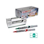 Pentel Whiteboardmarker MAXIFLO Slim 4erSet, schwarz,rot,blau,grün,rot + Magnet-Wischbox