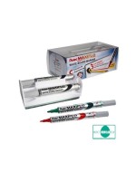 Pentel Whiteboardmarker MAXIFLO Slim 4erSet, black,rot,blue,grün,rot + Magnet-Wischbox